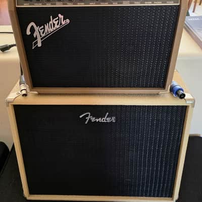 Fender 40 Watt Acoustasonic 6 & 12 Acoustic Guitar & Mic with Fender Ext Cabinet Stereo Two 8-inch Speakers & Correct Extra $ Cable and $25' Fender Guitar Cord! 2024 - Brown Tolex image 2
