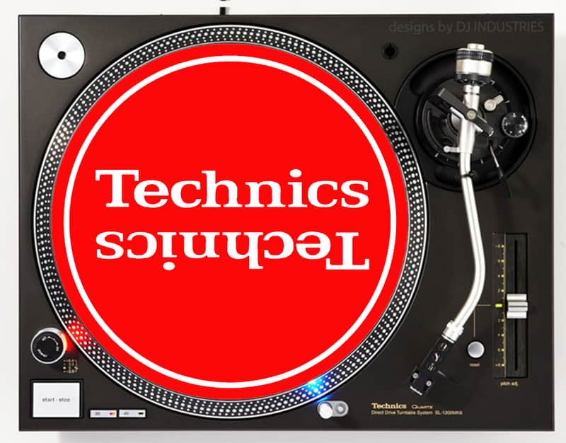 Technics Mirror White on Red - DJ slipmat for vinyl LP record player turntable image 1