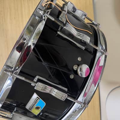 Vintage 1970s Ludwig Vistalite Smoke Black Snare Drum 14x6.5 Blue Olive Badge All Original Acrylic image 6