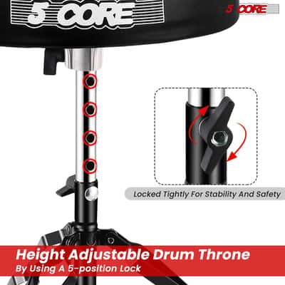 5 Core Drum Throne 3" Padded Drum Seat Height Adjustable Drumming Chair for Practice and Performance image 7