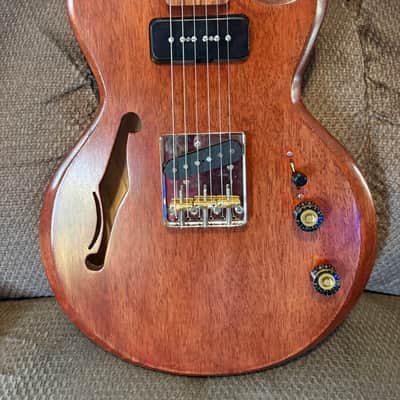 Custom Semi Hollow LP \Tele Brazilian wood done in worn cherry, Vintage wound pickups - Curly maple neck image 1