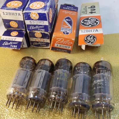 G.E ONE (1) 12BH7A tNOS AT1000 TESTED Balanced! PI Vacuum Tube T2 curved plate big etch 12BH7 dual triode 1953-1961 image 2