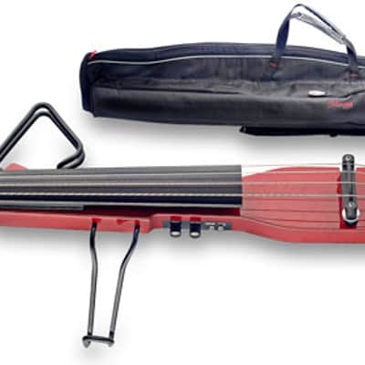 STAGG Transparent Red Electric Double Bass With Gigbag Plus 1/4" Output EUB Electric Upright Bass image 2