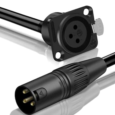 XLR Pass Through Cable,3 Pin D Type Female Panel Mount to Male Connector for Microphone, Stage Box, Floor Box, Patch Panel,Through Connector 3.3FT 1-Pack image 1