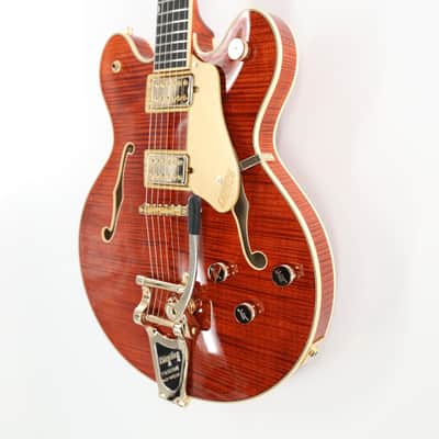 Gretsch Broadkaster LX Figured Center Block Semi-Hollow Guitar w/ String-Thru Bigsby & Hardshell Case - Bourbon Stain image 5