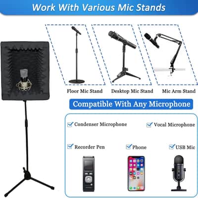 Portable Vocal Booth – Large Foldable Microphone Isolation Shield with Acoustic Foam for Recording Studio, Desk & Mic Stand Use image 5
