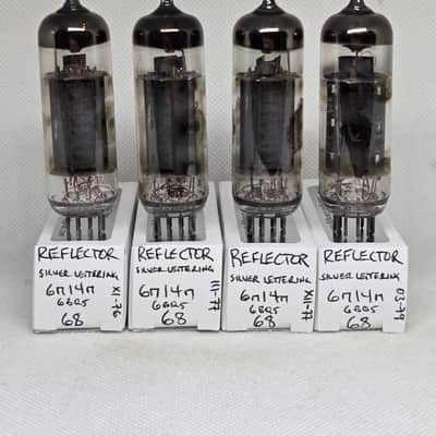 Reflector 6P14P 6BQ5 Silver Lettering Perfectly Matched Quad NOS EL84 6N14N