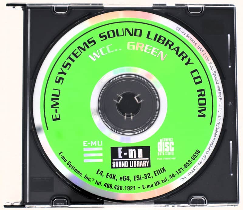 E-MU Systems WCC.. Green E-MU Systems Sound Library Sample Sampling CD ROM 1996 image 1