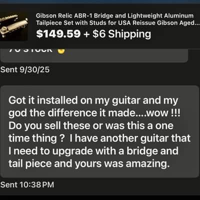 Gibson Custom Shop Reissue OEM ABR-1 Bridge with Posts, Wheels, and Lightweight Aluminum Tailpiece Set with Studs for USA Reissue Gibson Aged Nickel R9 image 4