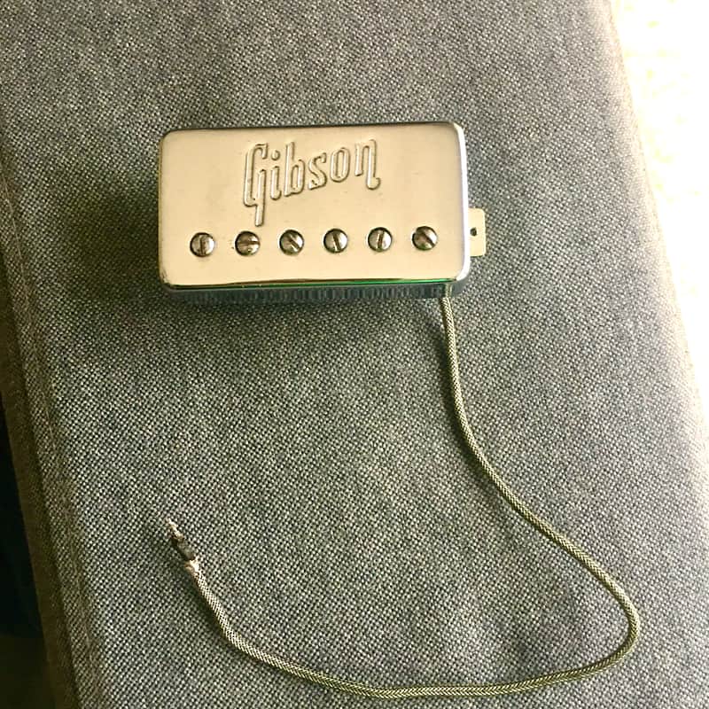 Gibson 1972 humbucker embossed logo pickup with patent sticker - 100 percent original - 7.75 ohm - amazing sound image 1
