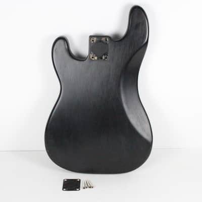1966 Vintage Fender Precision Bass Project BODY Lightweight 4.4 LBS ~Refin~ Black PBass 1960s USA w/Original Neck Plate image 4