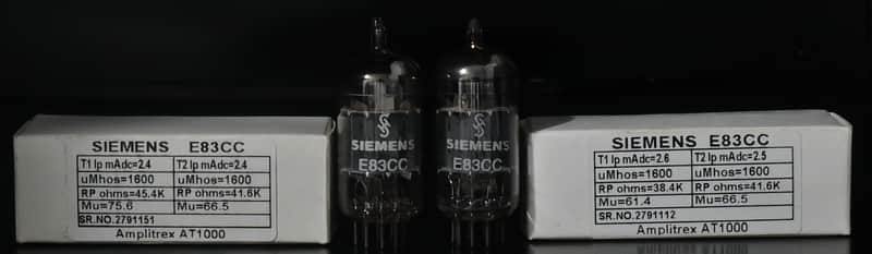 2x1960's Siemens E83CC/12AX7 Ring Getter Made in Germany Amplitrex Tested Tube image 1