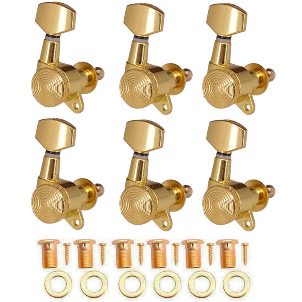 OEM 6R Guitar String Inline Tuning Pegs Locking Tuners Keys Machine Heads Gold photo 2