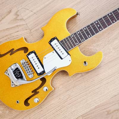 2005 Hallmark Stradette Semi-Hollowbody Electric Guitar Gold Sparkle Mosrite w/ohc image 1