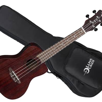 LUNA Vintage Mahogany Concert Electric UKULELE Red Satin Cutaway -Built in Tuner w/ Gig Bag image 1