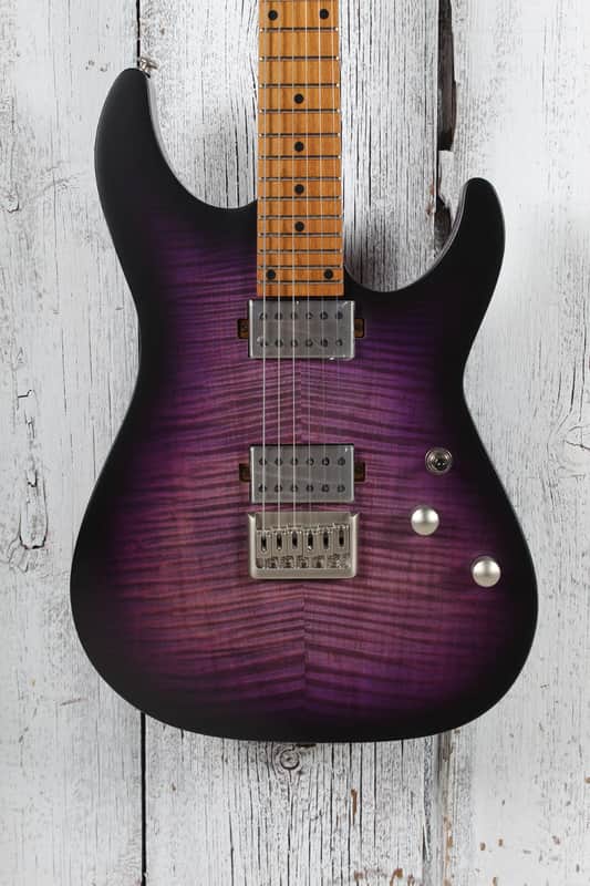 Schecter C-1 Standard Plus Electric Guitar Flame Maple Transparent Purple Burst image 1