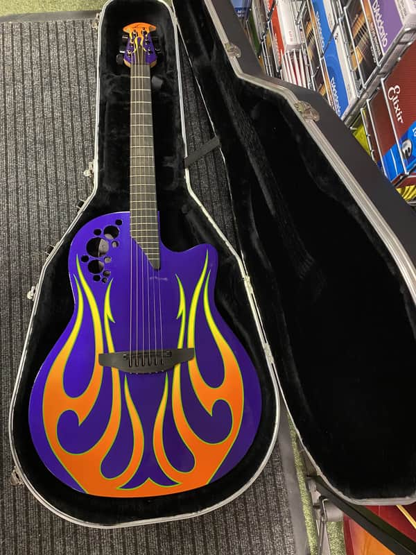 Ovation 1778T Elite Purple Flame acoustic guitar - Made in | Reverb