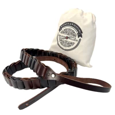 Walker And Williams M-71-CGN/BLK Throwback Series Hickory Brown And Black Grain Leather "Latch" Mandolin Strap image 2