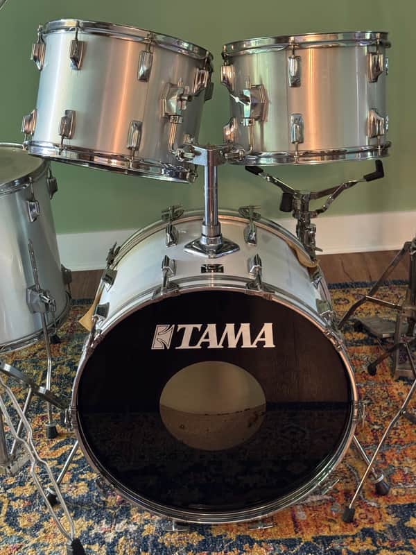 Tama Imperialstar 70's 80's Drum Set 4 Piece Silver Wrap Made in Japan image 1
