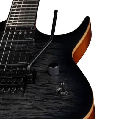 Dean Exile Select Floyd Neck-Thru Archtop, Satin Black Burst, EXILE SEL F NT QM SBB image 4