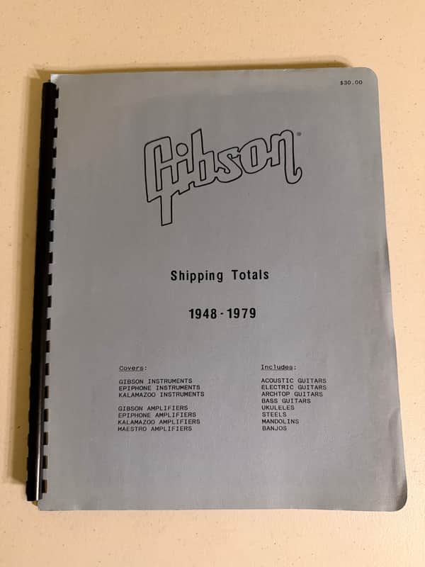 Gibson Shipping Totals 1948-1979 Reference Book 1992 Guitar Production Guide Rare image 1