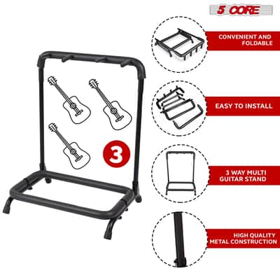 5 Core Guitar Rack Stand 3 Guitars Holder Universal Multi Storage for Acoustic Electric and Bass - GRack 3N1-GRack 3N1 OVAL image 5