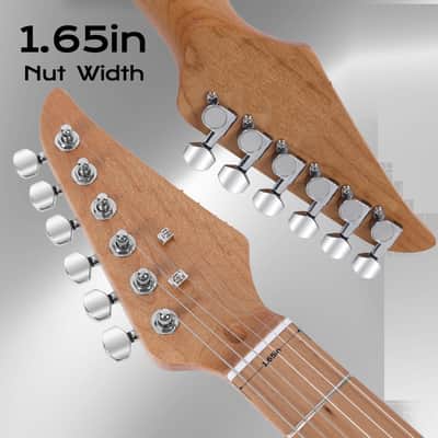 Electric Guitar Kit -39in Solid Body Starter Guitar Kit with Metallic finish, Guitar Case, Amplifier Gig Bag, Strings, Strap, Cable, Picks(Silver) image 3