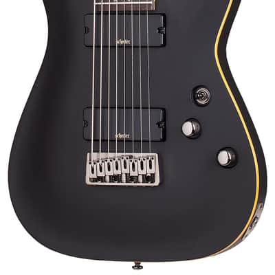Schecter Demon-8 Electric Guitar. Aged Black Satin image 1