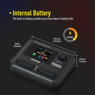 SONICAKE Pocket Master-Multi Effects Guitar Pedal with 9 Effects Modules 100 Drum Rhythms and Looper 100 Presets 20 Amp/Cab Electric Guitar Effects Processor OTG USB Audio Interface BT (Grey)-Shipping from US warehouse image 6