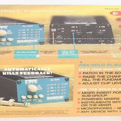 Sabine FBX Solo SL-620 1/4" Connector Feedback Exterminator w/ Box and Adapter image 7
