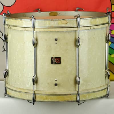 1960's Premier Bass Drum, White Marine Pearl, Pre-International Metric  Size image 3