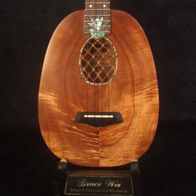 Handmade Soprano Ukulele, Solid Hawaiian Koa, Acacia Archback Pineapple, Soft-bag, Bruce Wei UAW13-2006 image 4