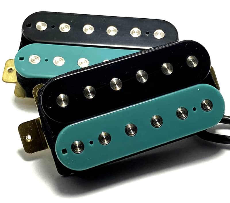 Dragonfire Zebra Screamers ~ Teal Black Zebra HH Set Style #4 ~ Bridge + Neck Humbucker Pickup Set image 1