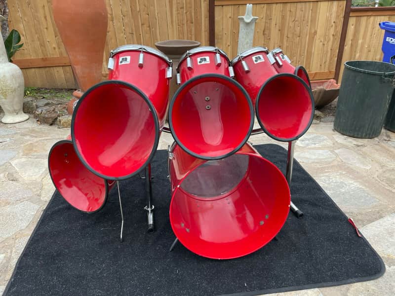 Vintage North Drums 6pc Drum Set kit - Red Finish image 1