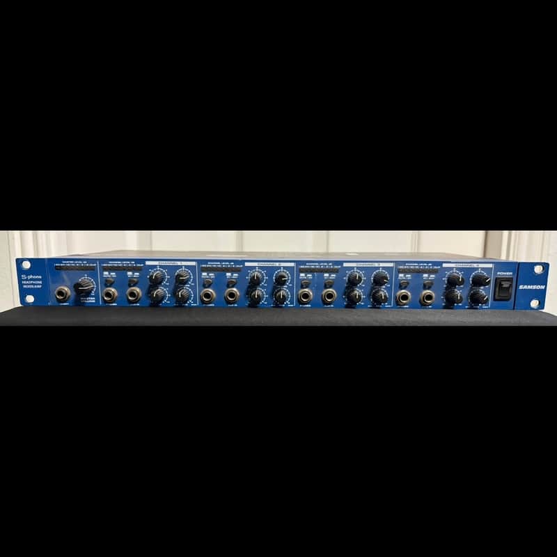 Samson S Phone 4 Channel Rack Headphone Mixer Amplifier - Blue image 1