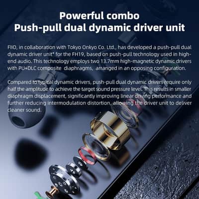 FiiO FH19 HiFi IEM Earphone| 2 Dynamic+ 6 BA Hybrid Driver IEM, Detachable MMCX Headphone Cable for Musician Audiophile image 4