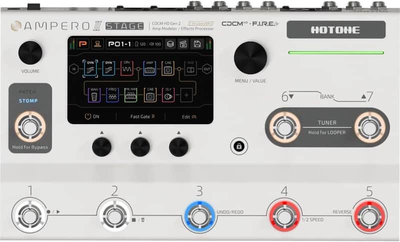 HOTONE Multi-Effects Pedal Processor Touch Screen Guitar Bass Amp Modeling IR Cabinets Simulation Dual Effect Chains with FX Loop MIDI I/O Stereo OTG USB Audio Interface Ampero II Stage image 1