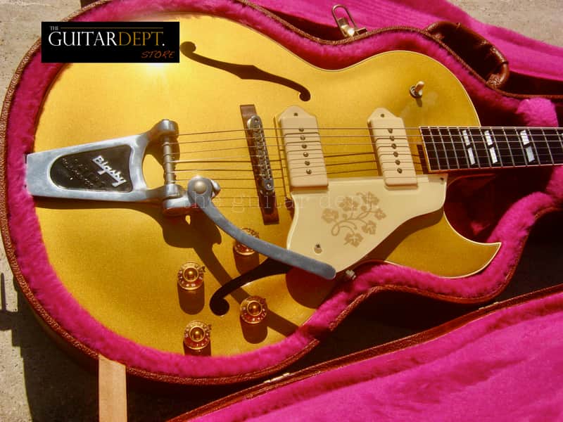 ♚SUBLIME♚ Vintage 1991 GIBSON ES-295 Hollowbody ♚ ALL GOLD ! ♚ P90's !♚ BIGSBY ♚175*335