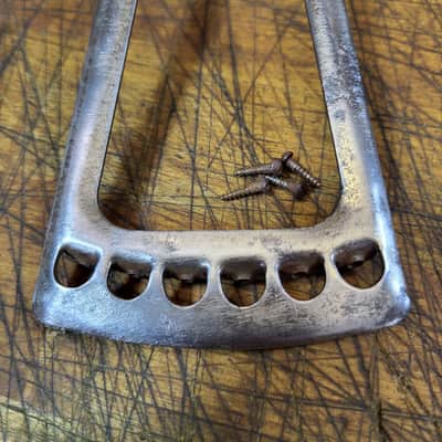 Vintage RARE 1936 Original Cowboy Guitar Tailpiece with Installation Screws Stella Parlor Luthier Parts image 3