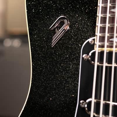 Duesenberg Paloma Baritone Electric Guitar - Black Sparkle with Gig Bag image 9