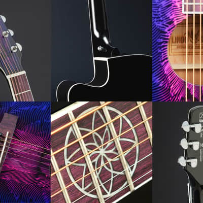 Lindo Swallow V2 Nylon Strings Electro Acoustic Guitar | Dreamcatcher 12th Fret Inlay | Purple Pink Burst | Luminlays image 6