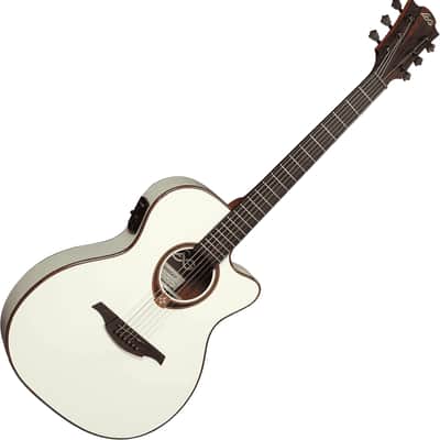 Auditorium Slim Cutaway Ivory Electro Acoustic Guitar Tramontane by Lâg image 2
