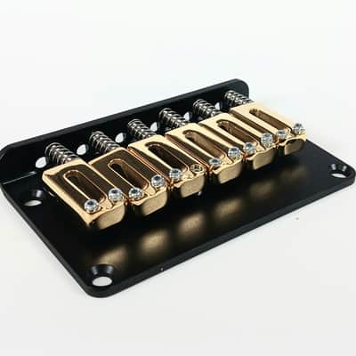 Genuine Hipshot Ibanez 6 String Flat Plate Upgrade Bridge Black & Gold 4IBF06G