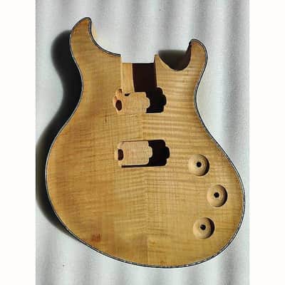 Tiger Maple Top Mahogany Wood Double Cutaway Guitar Body image 1