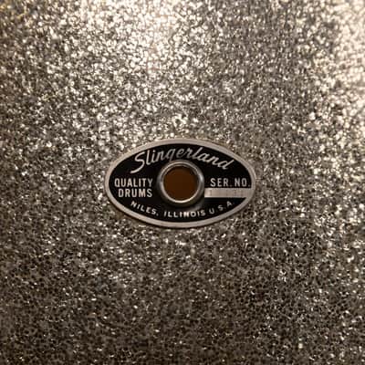 Slingerland Drumset Sparkling Silver Pearl 60`s 1964–1969 - Sparklich Silver image 12