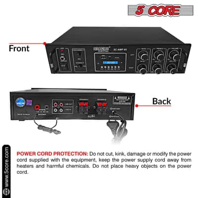 5Core Amplifier Home Audio 65W RMS Stereo Receiver DJ Amp w USB AUX MIC SD Card Input image 3