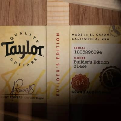 Taylor Next Generation Builder's Edition 814ce Grand Auditorium Acoustic/Electric Guitar - Redwood/Honduran Rosewood with Hardshell Case image 19