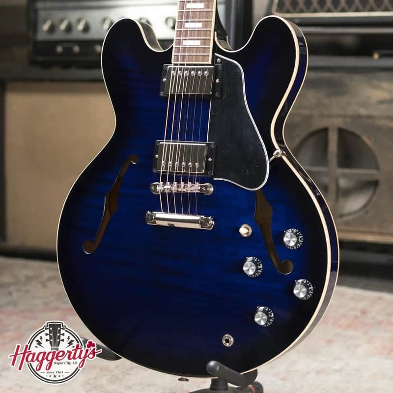 Gibson ES-335 Figured Semi-Hollow Electric Guitar - Deep Ocean Burst with Hardshell Case