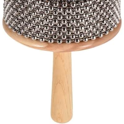 Wooden Percussion Musical Instrument Metal Beaded Chain and Cylinder Pop Hand Shaker for Band Music Education 4.5inch image 1