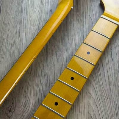 Glossy Yellow Left Hand Guitar Telecaster Tele Style Maple Neck, 21 Frets Fingerboard image 4